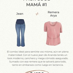 Pack Cool Mamma #1: Jean largo + Remera Arya $4120