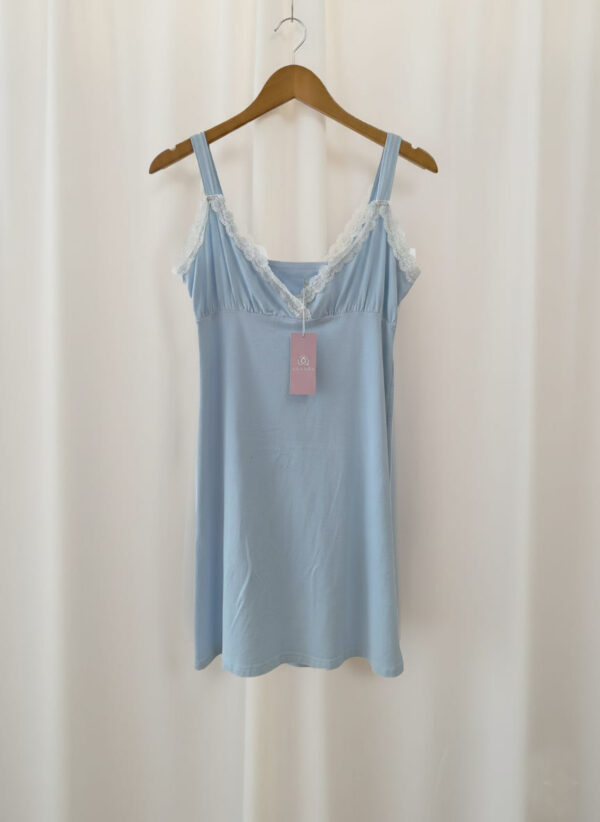 Camisón maternal celeste en algodón