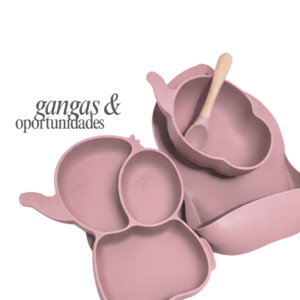 Set de alimentación elefante plato, bowl, babero y cuchara