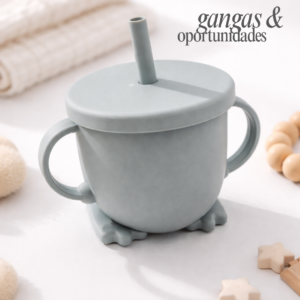 Vaso de silicona con tapa y pajita